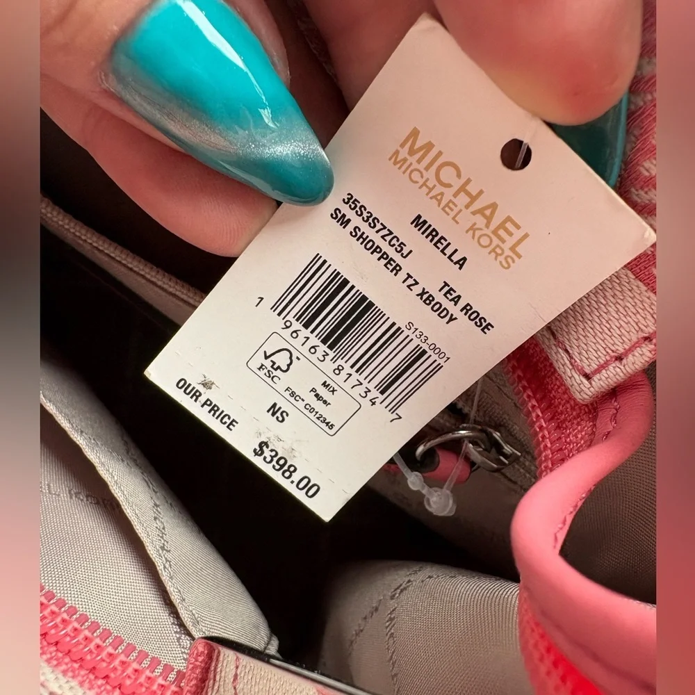 Michael Kors Pink and Cream Logo Satchel